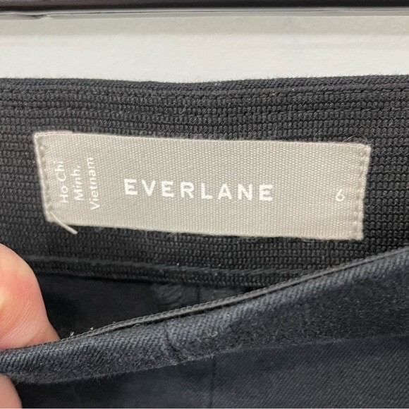 Everlane The Side Zip Stretch Pull On Cotton Black Pants Ankle Crop Size 6 - Picture 6 of 8